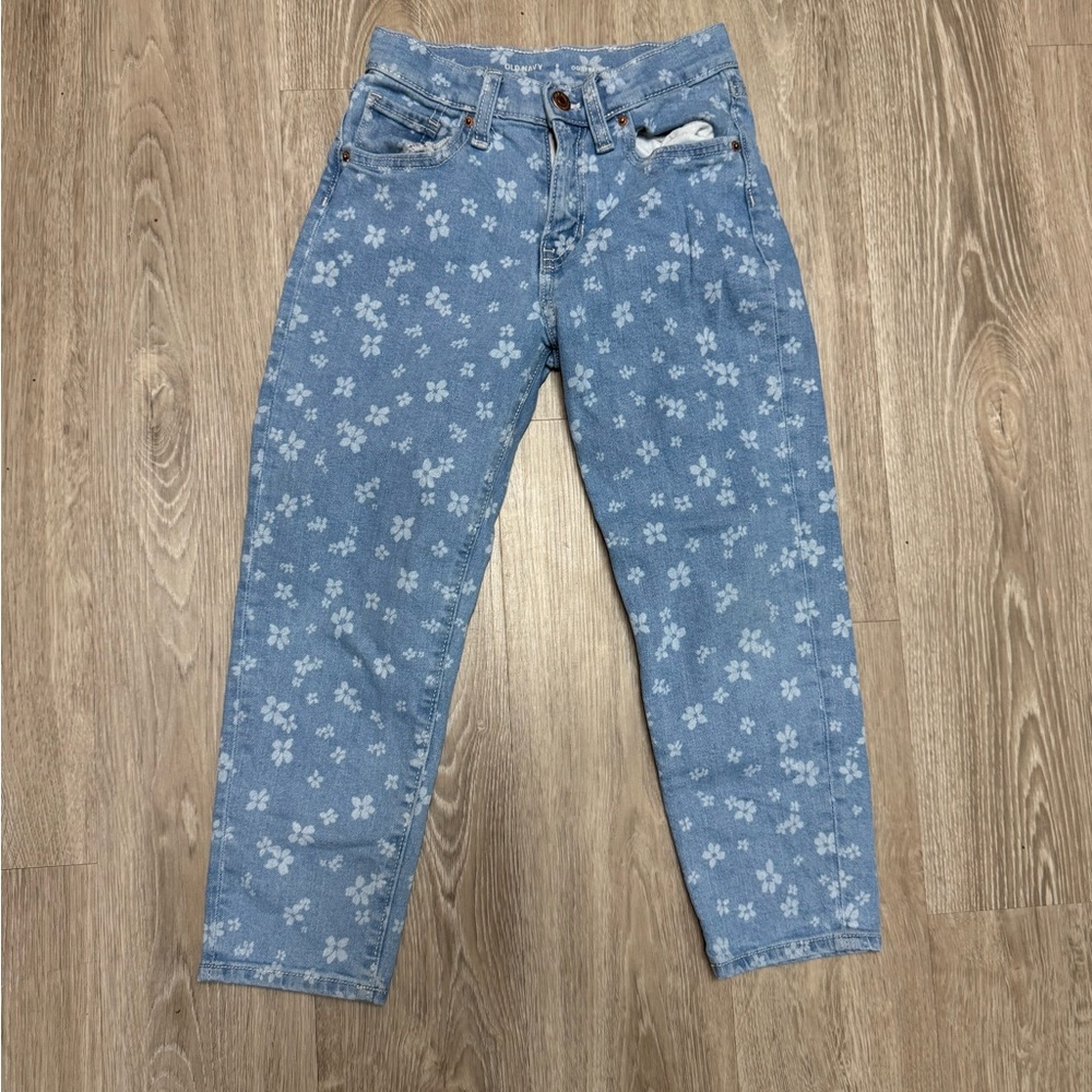 Old Navy Light Blue Floral Girls Jeans